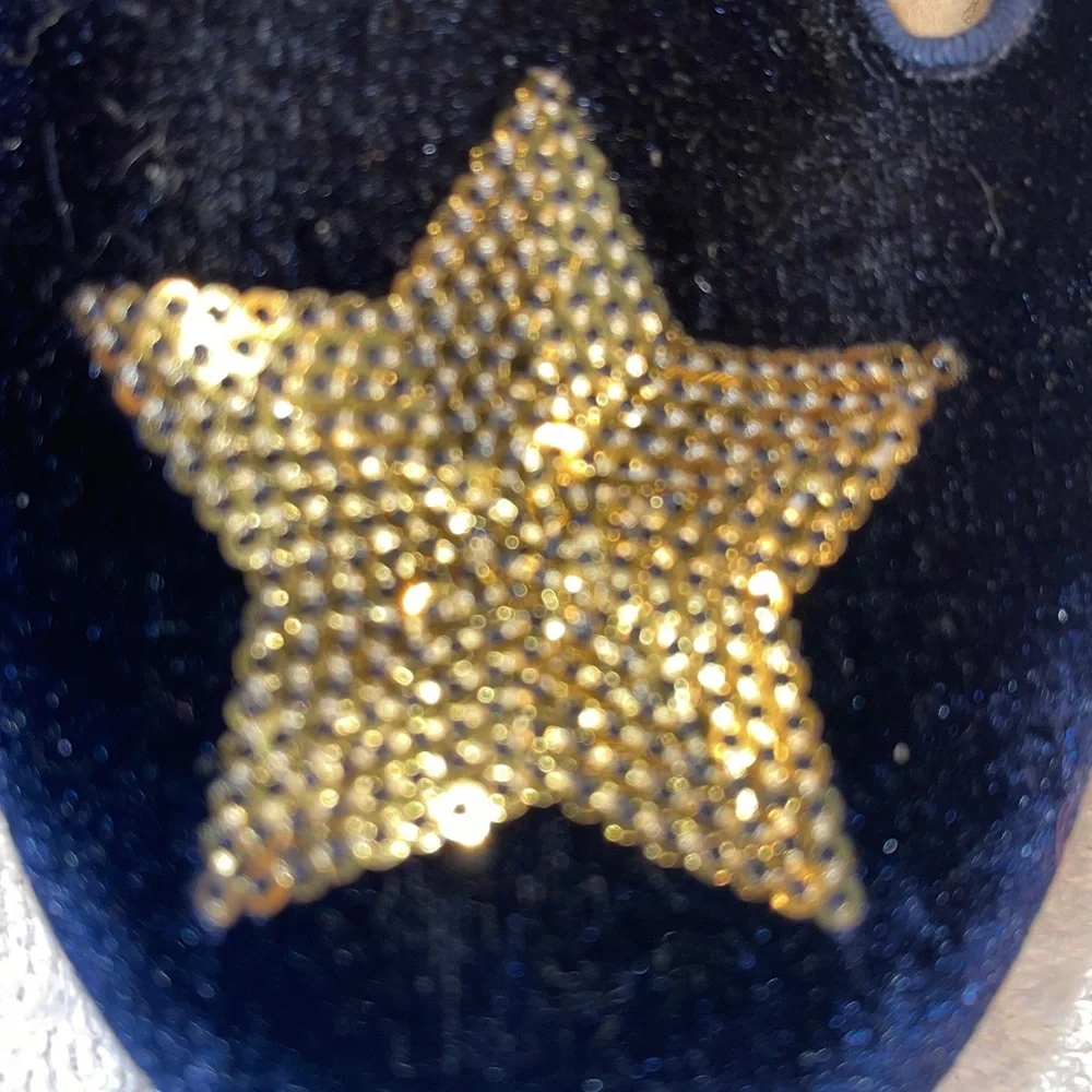 Girls Boden Navy Blue Velvet Shoes with Sequin Heart & Star Size 3 Flats loafers